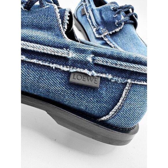 Loewe Campo Boat Shoes in Washed Denim Blue - Picture 5 of 12